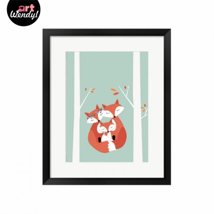 Framed Art Print "Snuggling Foxes II"
